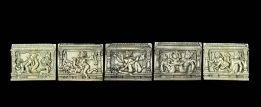 FORTY-TWO CARVED IVORY EROTIC PANELS