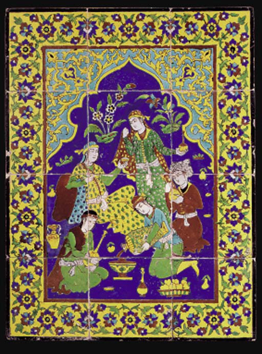 A LATE QAJAR CUERDA SECA TILE PANEL