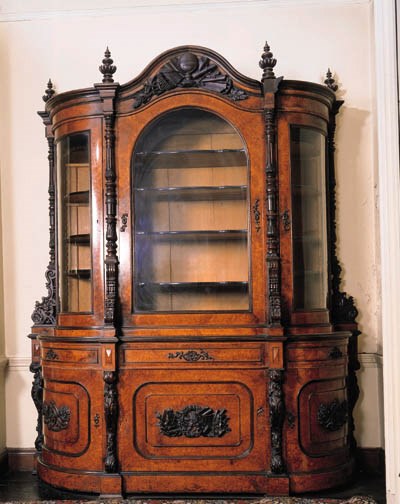 A burr-walnut side cabinet, third quarter 19th century