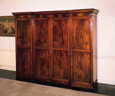 A William IV mahogany breakfront wardrobe, probably Irish