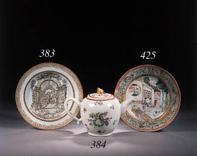 An armorial ovoid teapot and cover
