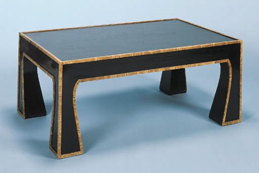 A LACQUER AND PAINTED FAUX-BAMBOO COFFEE TABLE