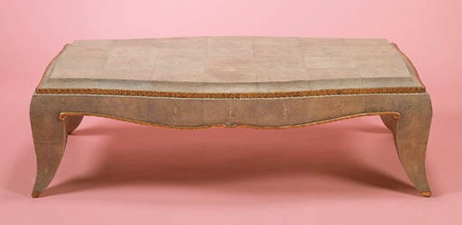 A GILTWOOD-MOUNTED SHAGREEN COFFEE TABLE