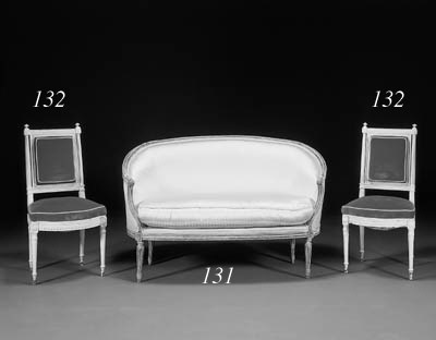 A PAIR OF LOUIS XVI WHITE-PAINTED SIDE CHAIRS