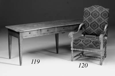 A pair of pale green painted beechwood fauteuils, late 19th/early 20th century