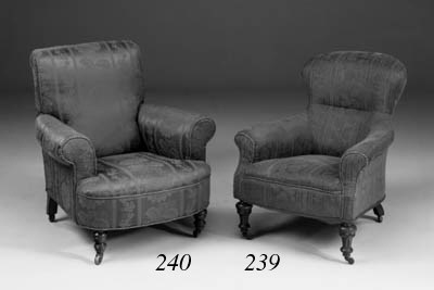 A Victorian walnut framed easy armchair