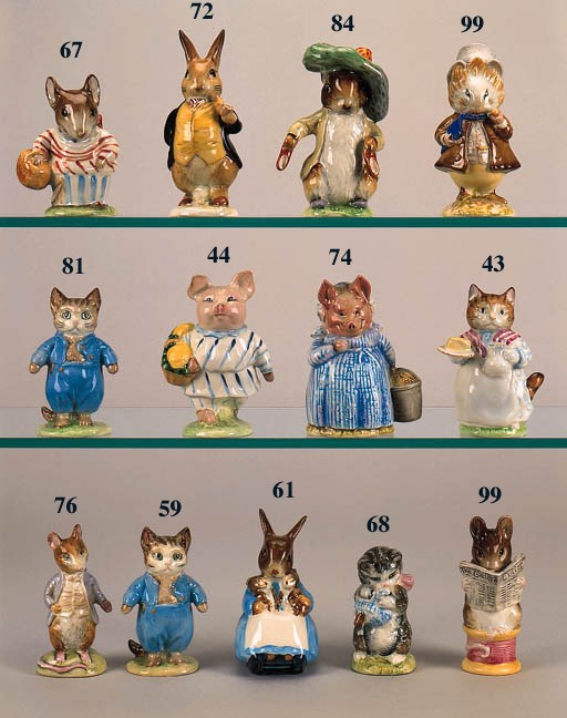 'The Old Woman who live in a Shoe', 'Rebeccah Puddle-Duck', 'Anna Maria', 'Timmy Tiptoes', 'Mrs Tiggy Winkle Takes Tea', 'Samuel Whiskers', 'Tabitha Twitchett', 'Diggory Diggory Delvet', 'Tom Kitten' and 'Mr Drake Puddle-Duck'