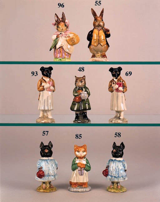 'Pickles', 'Mrs Rabbit and Bunnies', 'Ribby', 'Timmy Tiptoes', 'Rebeccah Puddle-Duck', 'Mr Drake Puddle-Duck', 'Mr Alderman Ptolemy', 'Hunca Munca Sweeping', 'Appley Dapply', 'Aunt Pettitoes' and 'The Old Woman who lived in a Shoe'