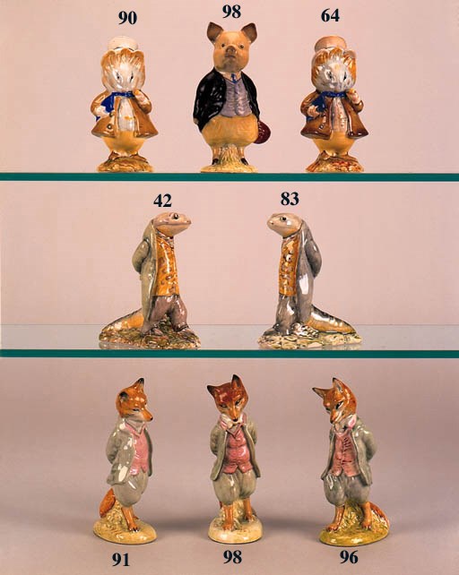'Foxy Whiskered Gentleman', 'Mrs Rabbit', 'Tabitha Twitchett', 'Pigling Bland', 'Little Black Rabbit', 'Cousin Ribby', 'Hunca Munca', 'Tailor of Gloucester', 'Thomasina Tittlemouse' and 'Tommy Brock'