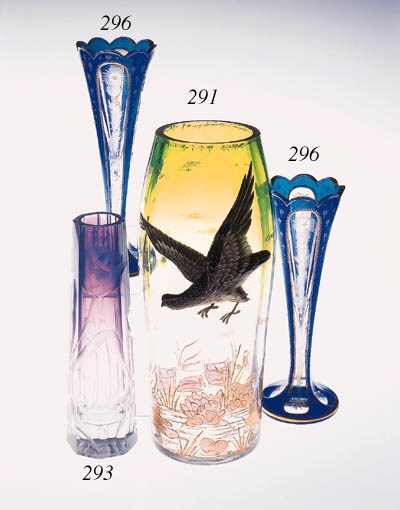 A Bohemian slightly swollen cylindrical vase