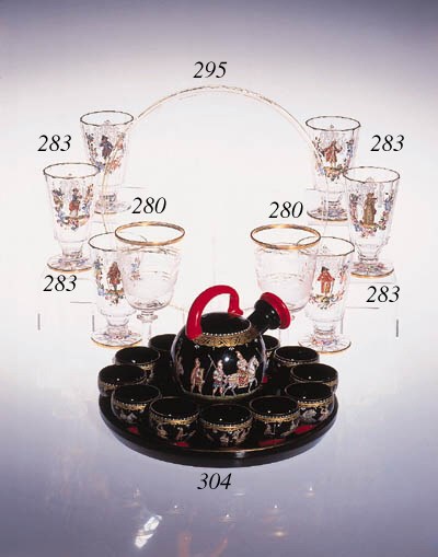 A Venetian opaque-black spirit set