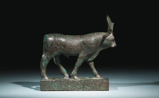 A BRONZE FIGURE OF AN APIS BULL