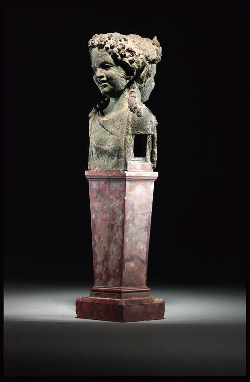 A ROMAN BRONZE JANIFORM HERM OF A PANISKOS AND PANISKE