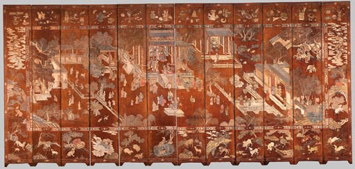 An Important Dated Twelve-Panel Coromandel Lacquer Screen