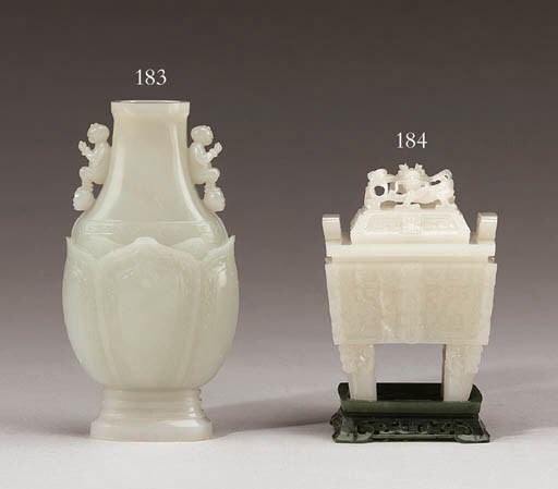 A Well-Carved Pale Greenish-White Jade Flattened Pear-Shaped Vase