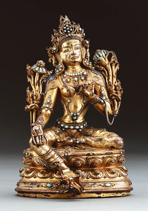 A Important Gilt Bronze Figure of Tara