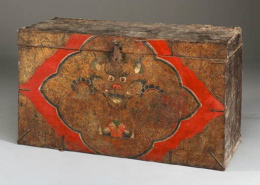 A Polychrome Lacquer Storage Box