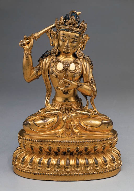 A Gilt Bronze Figure of Manjushri