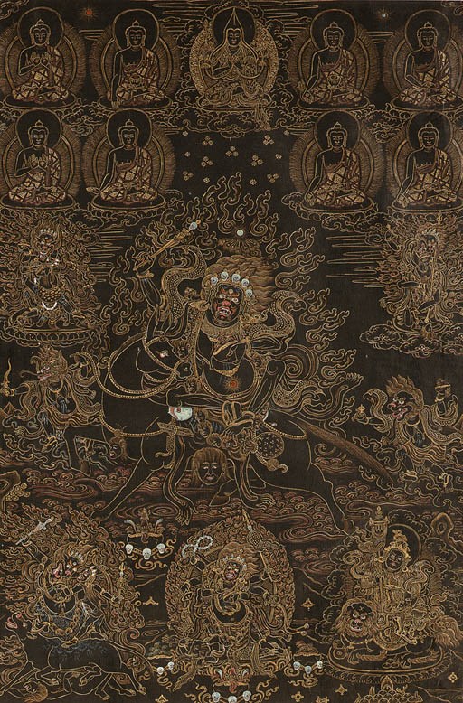 A Black Ground Thanka of Palden Lhamo