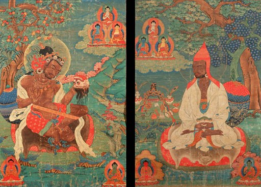 A Rare Pair of Thankas Depicting Mahasiddhas