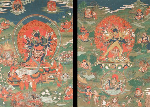A Pair of Thankas of Chakrasamvara and Kalachakra