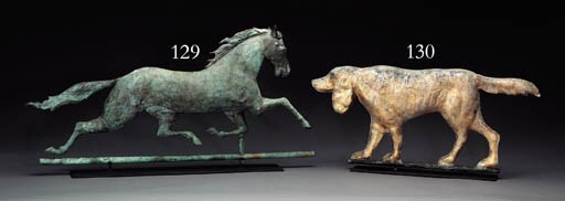 A MOLDED AND GILDED COPPER SETTER WEATHERVANE