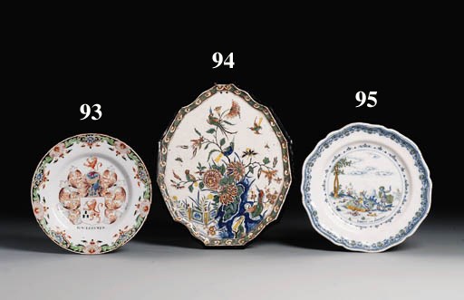A Moustiers mythological shaped circular plate