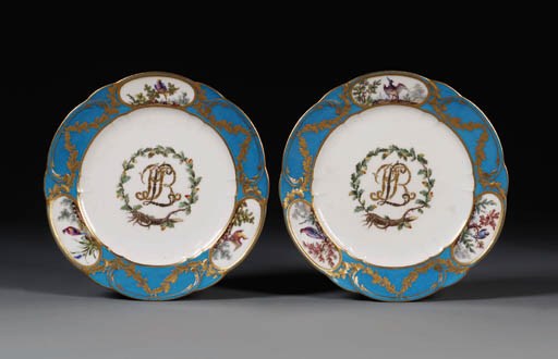A pair of Sevres plates from the Prince de Rohan service