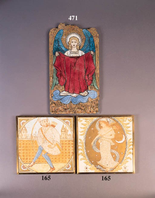 Eight Art and Crafts style mosaic panels