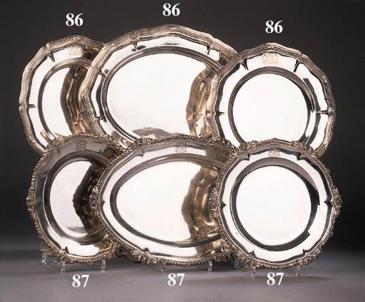 Three silver serving dishes