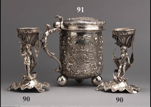 A large German silver tankard