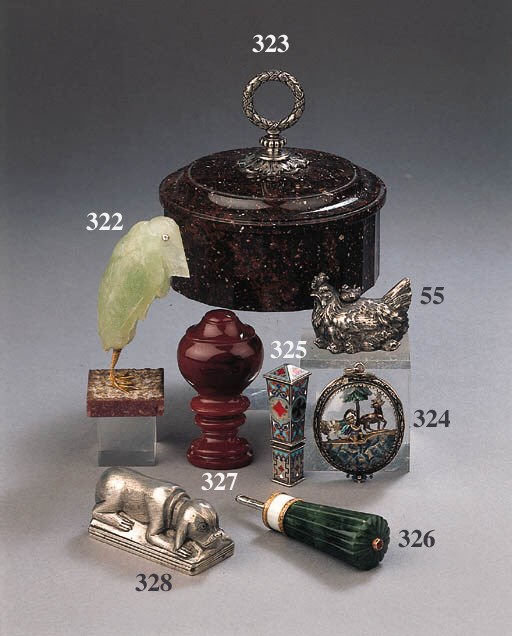 A Russian silver-mounted porphyry coloured stone box