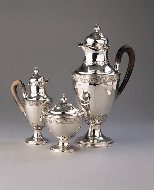 An Italian silver three-piece coffee-service