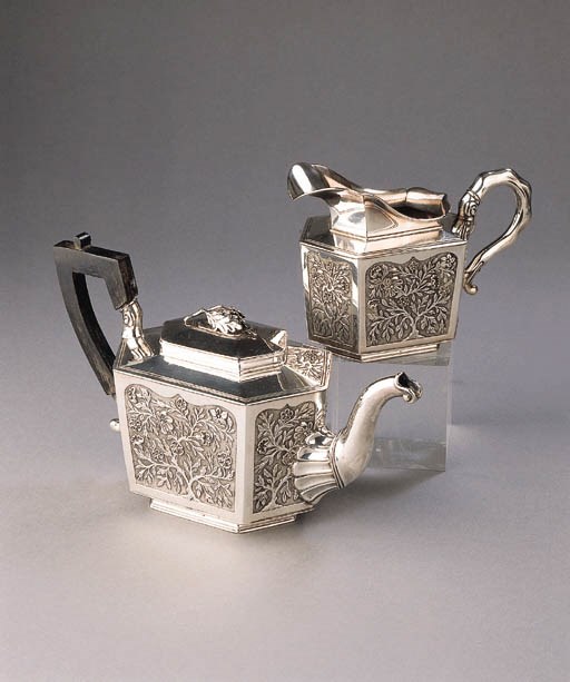 A Dutch silver 'Chinese style' two-piece tea service
