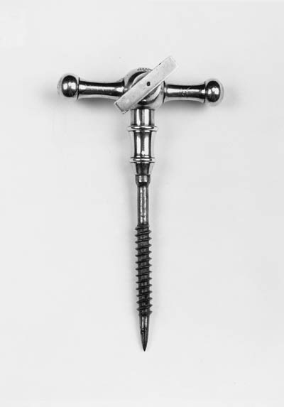 A rare George III silver-mounted champagne tap,