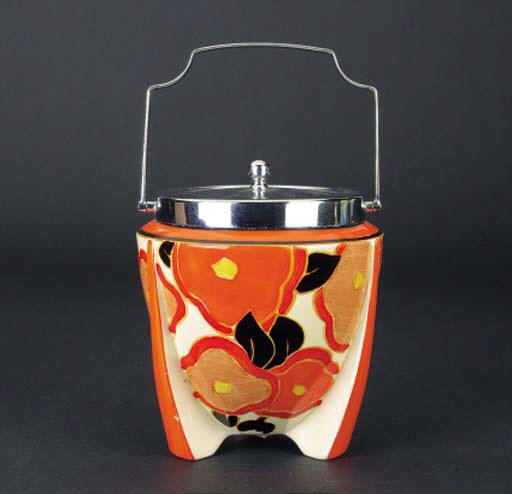 'Orange Chintz' a  'Bizarre' biscuit barrel and cover