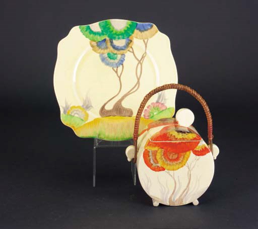 'Rhodanthe' a  'Bizarre' Bon Jour biscuit barrel and cover