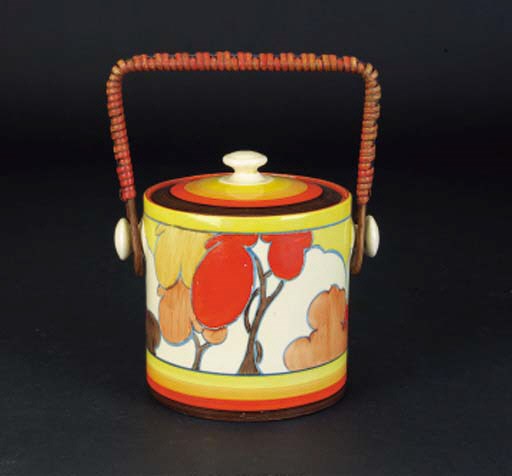 'Autumn' a  'Fantasque Bizarre' biscuit barrel and cover