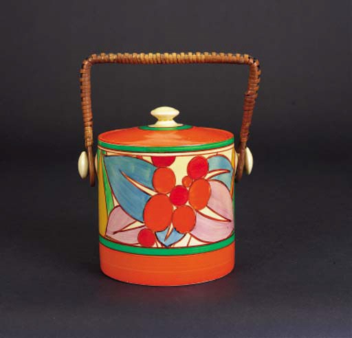 'Berries' a  'Fantasque Bizarre' biscuit barrel and cover