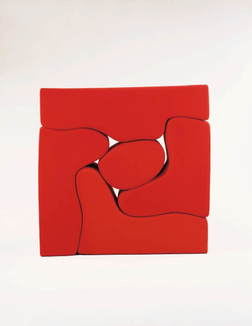 'MALITTE', A POLYURETHANE FOAM AND RED FABRIC SEATING UNIT