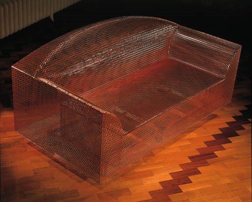 'HOW HIGH THE MOON', A COPPER-FINISHED STEEL MESH SETTEE