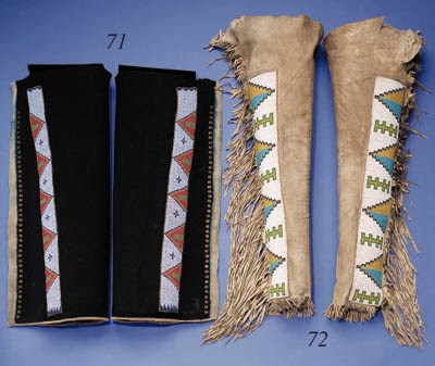 A PAIR OF SIOUX BEADED CLOTH LEGGINGS