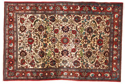 A fine part silk Veramin carpet, North Persia