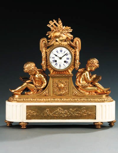 A Louis XVI style gilt bronze mantel clock, circa 1880