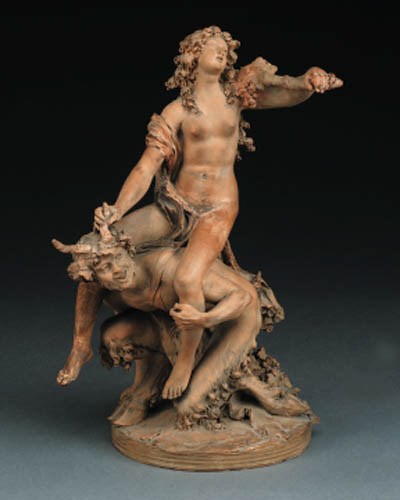 A terracotta group of bacchic revellers, probably 18th century