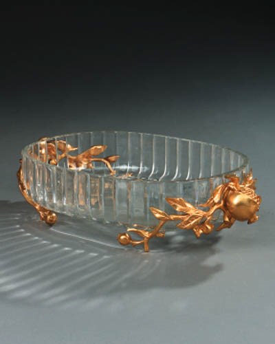A French bronze mounted glass dish, late 19th or early 20th century