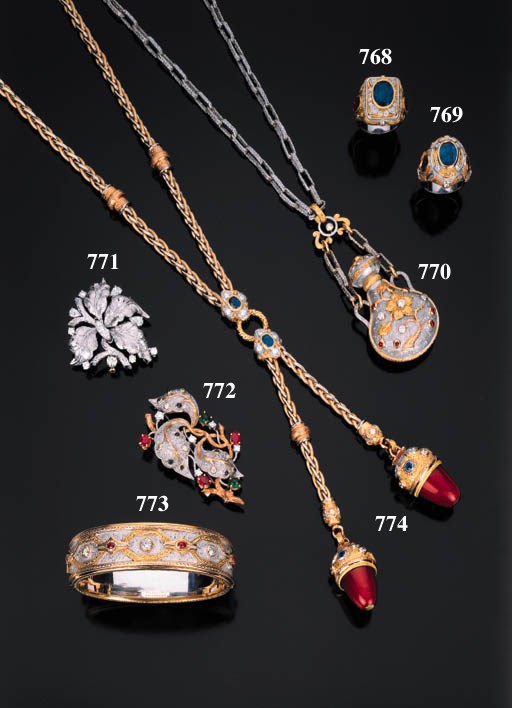 Bracciale con rubini e brillanti, firmato Cazzaniga, Roma