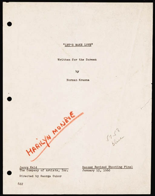 LET'S MAKE LOVE Script for Let's Make Love. Written for the Screen by Norman Krasna. Second Revised Shooting Final, January 15, 1960.