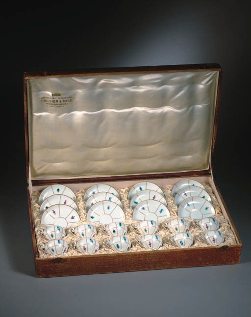 A set of twelve mocca-cups and saucers