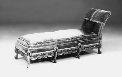 A Carolean style carved and silvered day bed, late 19th/early 20th century